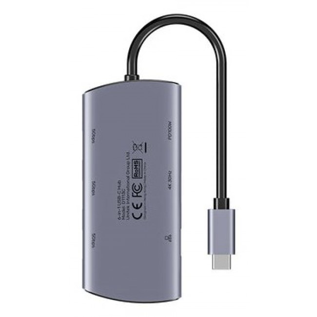 UNITEK D1113CGY01 interface hub 2 x USB 3.2 Gen 2 (3.1 Gen 2) Type-C 1000 Mbit/s Grey