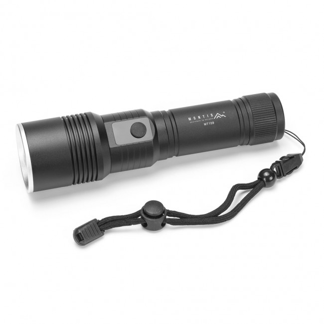 Montis Taktyczna ręczna latarka akumulatorowa LED MT159 Black Hand flashlight Montis Taktyczna ręczna latarka akumulatorowa LED MT159 Black Hand flashlight