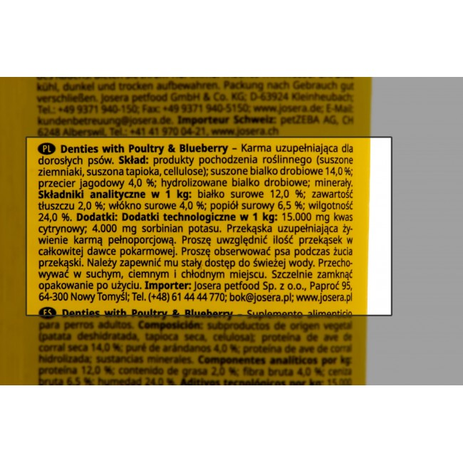 JOSERA Denties Poultry with blueberries - Dog treat - 180g JOSERA Denties Poultry with blueberries - Dog treat - 180g