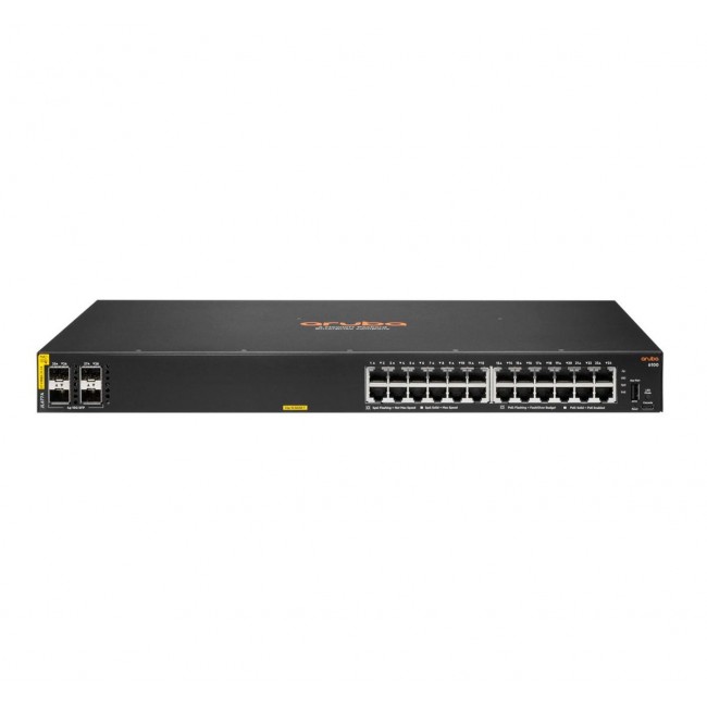 HPE Aruba Networking CX 6100 24G Class4 PoE 4SFP+ 370W Managed L3 Gigabit Ethernet (10/100/1000) Power over Ethernet (PoE) 1U Black