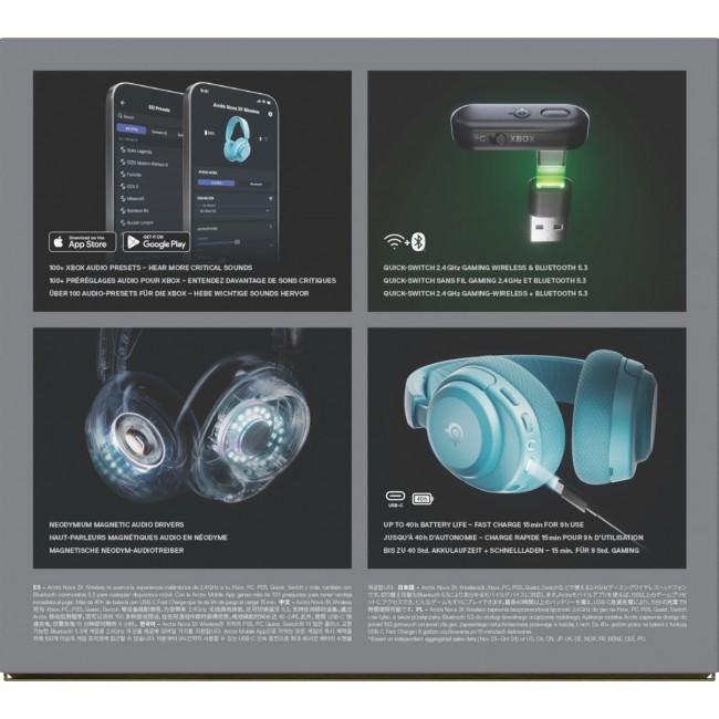 Steelseries Arctis Nova 3X Headset Wireless Head-band Music/Everyday Bluetooth Aqua colour