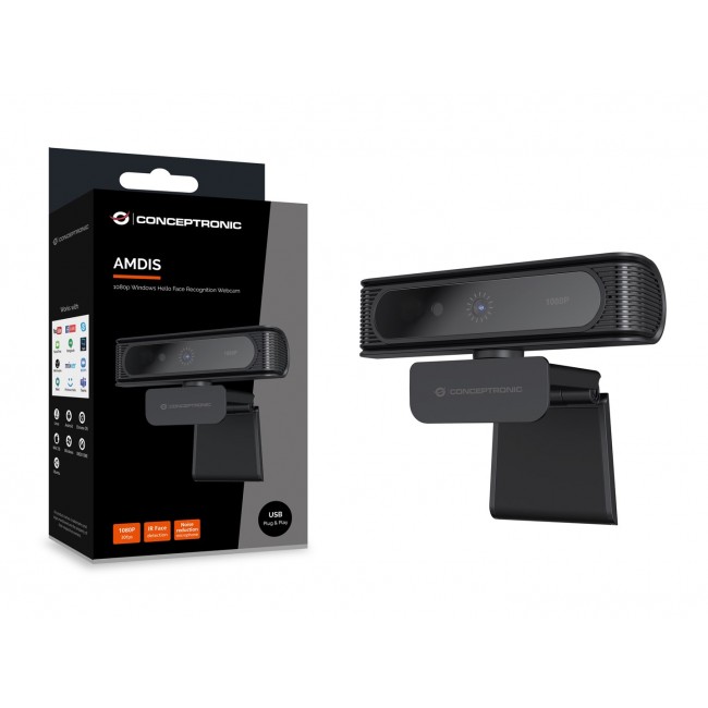 Conceptronic AMDIS09B 1080p Windows Hello Face Recognition Webcam