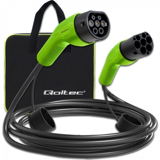 Qoltec 52473 EV Cable Type 2 for car charging | 400V | 11kW | 16A | 5m Qoltec 52473 EV Cable Type 2 for car charging | 400V | 11kW | 16A | 5m
