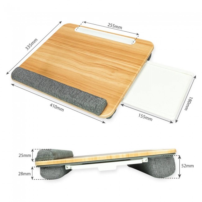 Techly Bamboo Portable Laptop Desk Stand with Padded Base and Tablet Stand Techly Bamboo Portable Laptop Desk Stand with Padded Base and Tablet Stand