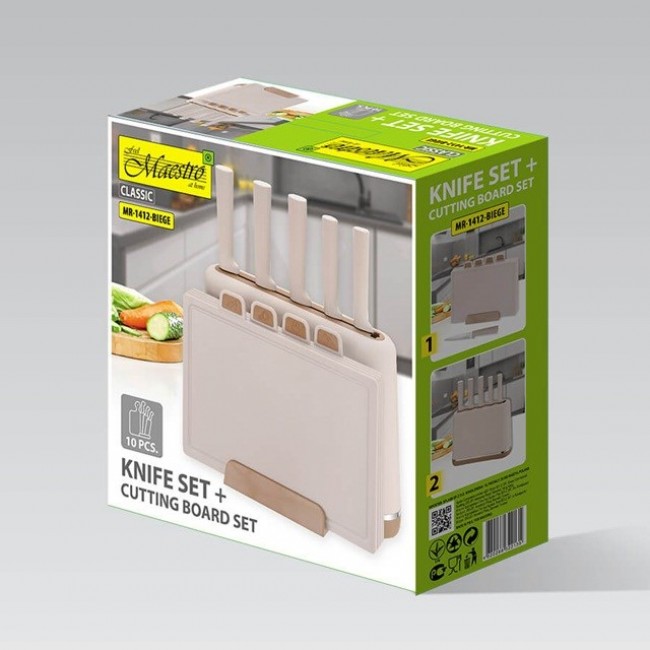 Maestro MR-1412-BEIGE Knife set with block + Cutting board set Beige Maestro MR-1412-BEIGE Knife set with block + Cutting board set Beige