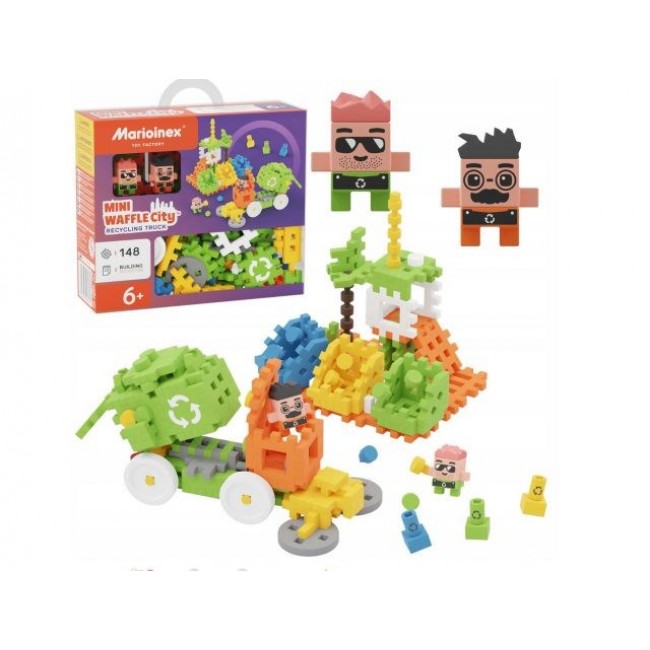 Marioinex Mini Waffle Building Blocks City: Refuse Collection Truck, 148 pieces