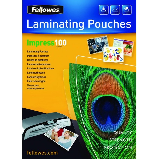 Fellowes A3 Glossy 100 Micron Laminating Pouch - 100 pack