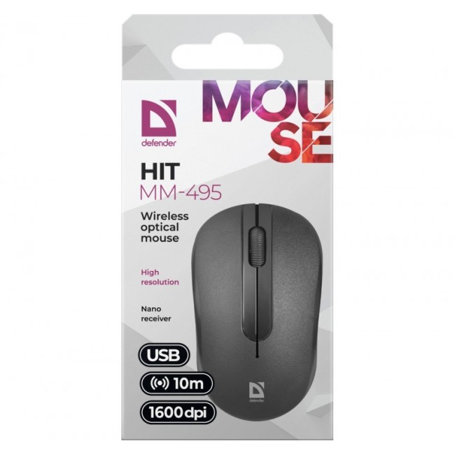 MOUSE DEFENDER HIT MM-495 RF OPTIC BLACK 1600dpi 3P MOUSE DEFENDER HIT MM-495 RF OPTIC BLACK 1600dpi 3P