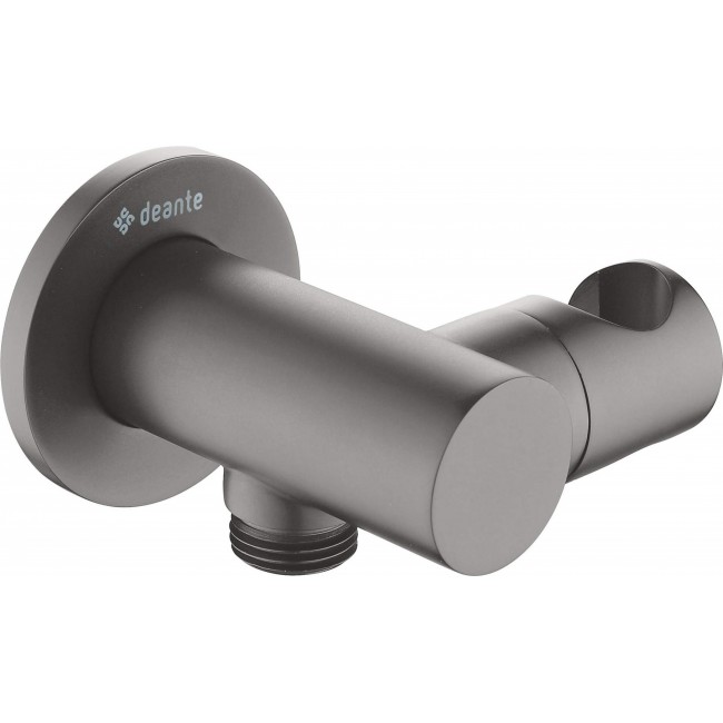 Round angled connector with handset holder Round angled connector with handset holder