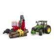 BRUDER John Deere 7R 350 with forestry trailer and 4 trunks