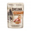SHELMA with turkey, duck, chicken and beef in sauce - wet cat food - 12x85g SHELMA with turkey, duck, chicken and beef in sauce - wet cat food - 12x85g