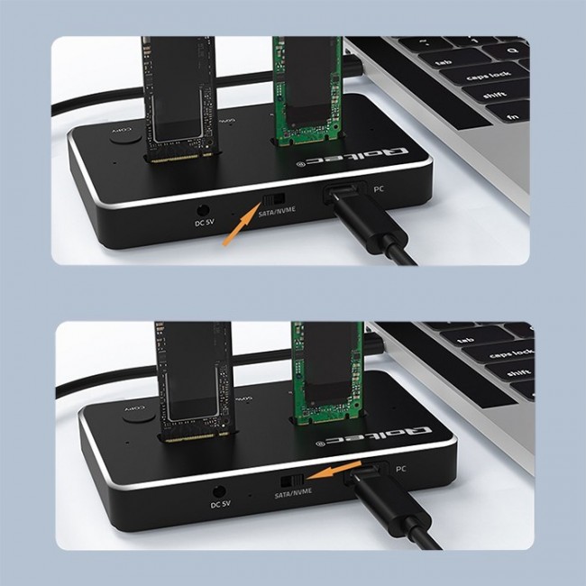 Qoltec M.2 SSD Docking Station | NVMe| SATA | USB-C | DUAL 2 x 2TB Qoltec M.2 SSD Docking Station | NVMe| SATA | USB-C | DUAL 2 x 2TB