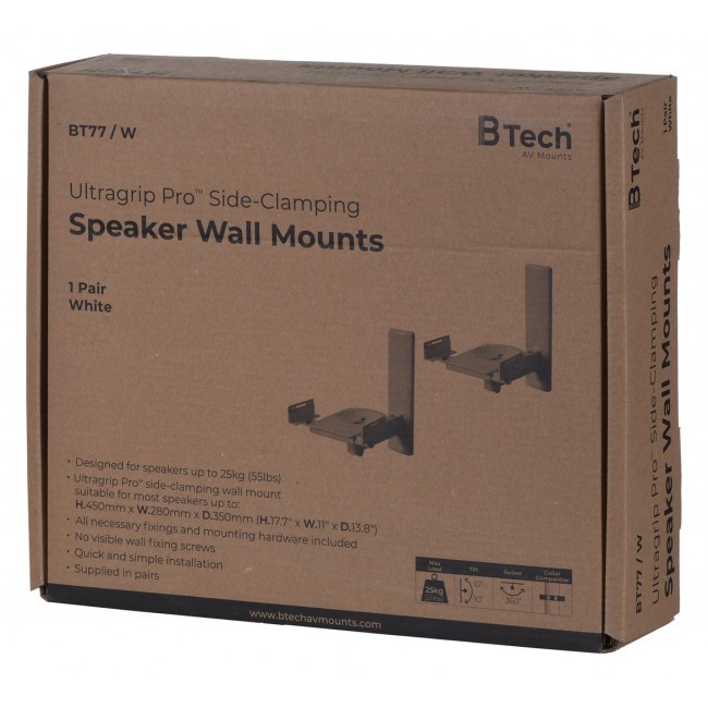 B-Tech VENTRY - Side Clamping Loudspeaker Wall Mounts with Tilt & Swivel (Pair) B-Tech VENTRY - Side Clamping Loudspeaker Wall Mounts with Tilt & Swivel (Pair)