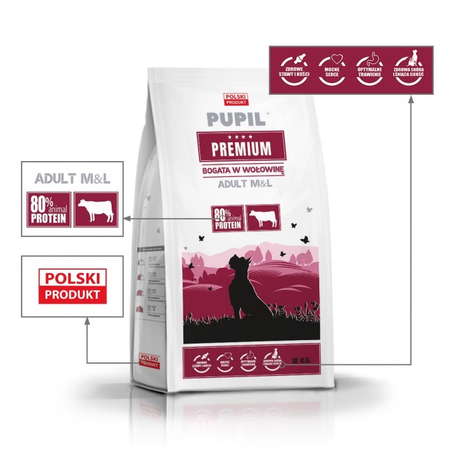 PUPIL Premium Medium and large breeds Rich in beef - dry dog food - 12kg