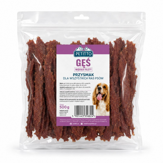 PETITTO Soft goose fillets - dog treat - 500g PETITTO Soft goose fillets - dog treat - 500g
