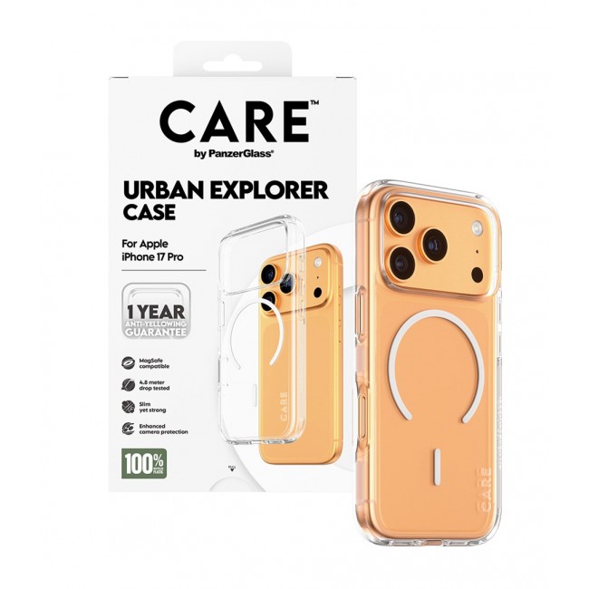 PanzerGlass CARE by Urban Explorer Case Transparent w. White MagSafe iPhone 18 Pro | 17 Pro