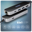 Axagon HMC-6GLN USB 5Gbps hub, 2x USB-A, USB-C, HDMI 4k/60Hz, RJ-45, PD 100W, USB-C cable