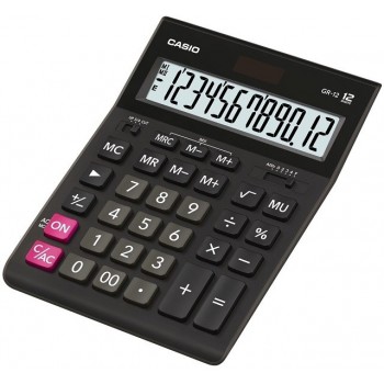 CASIO CALCULATOR OFFICE GR-12 BLACK, 12 DIGIT DISPLAY