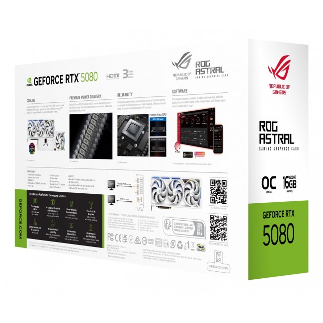 ASUS ROG Astral - -RTX5080-O16G-WHITE NVIDIA GeForce RTX 5080 16 GB GDDR7 ASUS ROG Astral - -RTX5080-O16G-WHITE NVIDIA GeForce RTX 5080 16 GB GDDR7