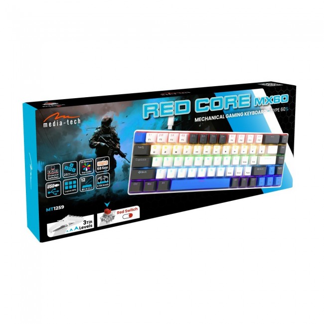 Mechanical keyboard 60% RED CORE MX60 MT1259 Mechanical keyboard 60% RED CORE MX60 MT1259