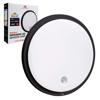 Maclean LED lamp with motion sensor, PIR sensor, black, 10W, IP65, 1000lm, neutral color, MCE525 B