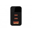 LCD wall charger USB socket + USB-Cx2 PD 65W GAN black wattmeter