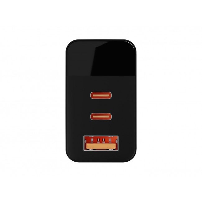 LCD wall charger USB socket + USB-Cx2 PD 65W GAN black wattmeter