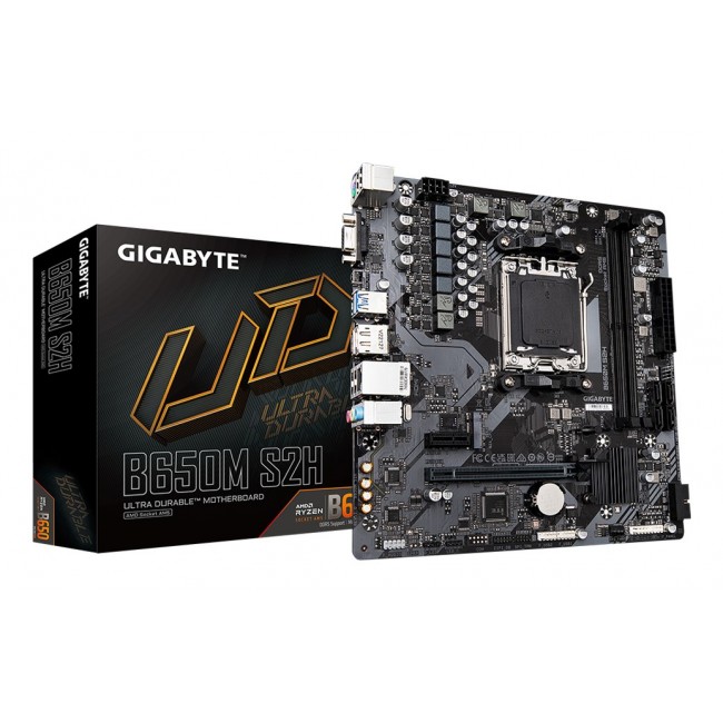 GIGABYTE B650M S2H Motherboard - AMD Ryzen 9000 Series CPUs, 5+2+2 Phases VRM, up to 6400MHz DDR5 (OC), 1xPCIe 4.0 M.2, GbE LAN, USB 3.2 Gen 1 GIGABYTE B650M S2H Motherboard - AMD Ryzen 9000 Series CPUs, 5+2+2 Phases VRM, up to 6400MHz DDR5 (OC), 1xPCIe 4.0 M.2, GbE LAN, USB 3.2 Gen 1