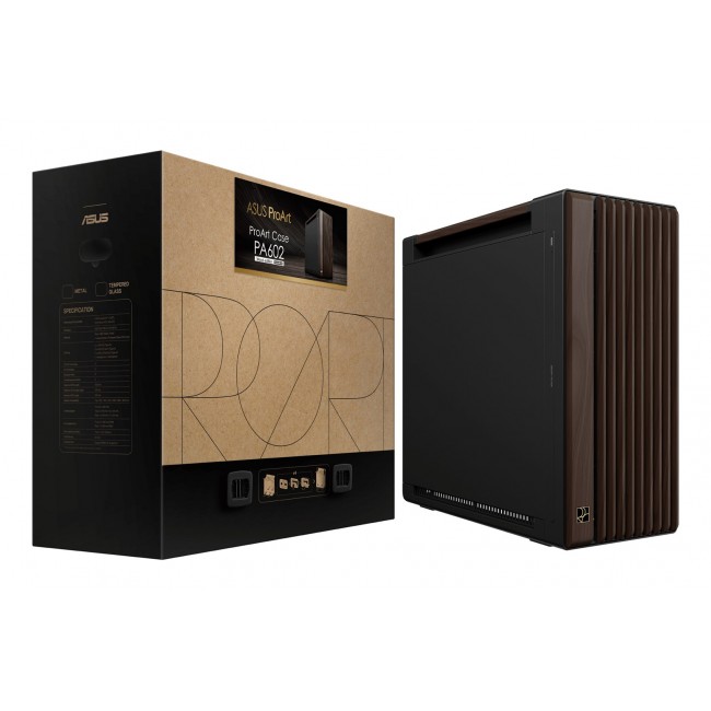 ASUS ProArt PA602 Wood Edition Modern Black - Metal Panel Midi Tower Black, Wood
