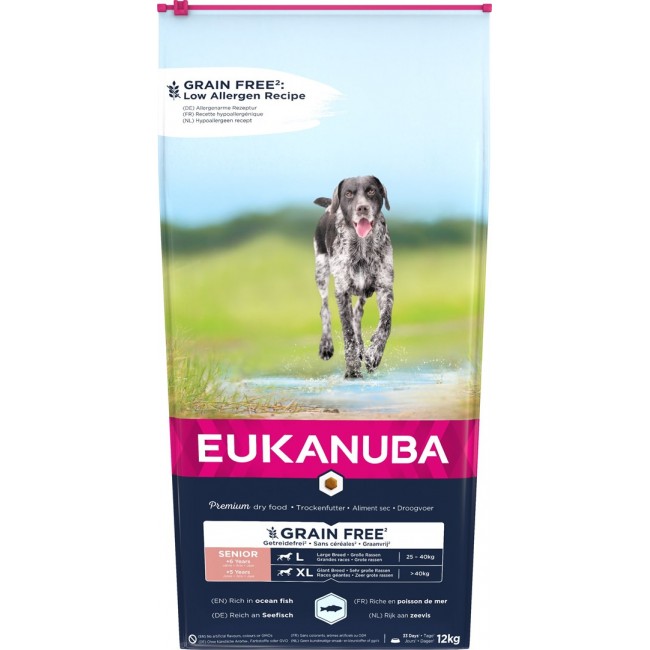 EUKANUBA Grain Free Senior large/giant breed, Ocean fish - dry dog food - 12 kg