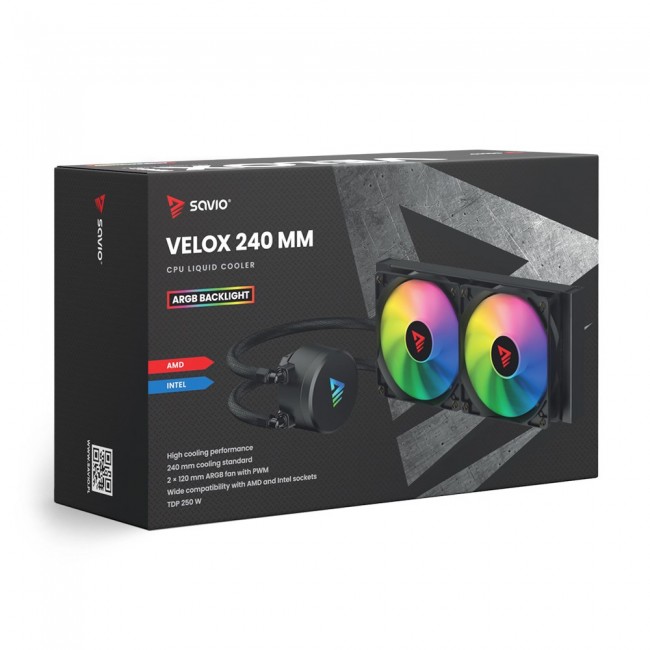 Savio VELOX 240 mm Computer case Liquid cooling kit 12 cm Black 1 pc(s) Savio VELOX 240 mm Computer case Liquid cooling kit 12 cm Black 1 pc(s)