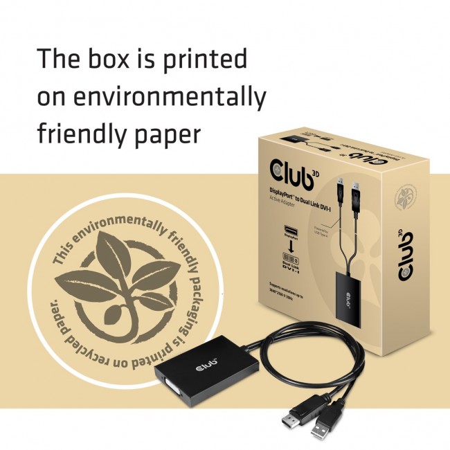 CLUB3D DisplayPort to Dual Link DVI-D HDCP ON version Active Adapter M/F