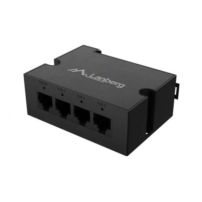 LANBERG DIN-FE4-AT-30W SWITCH 1XIN 3X OUT 100MB POE EXTENDER FAST ETHERNET DIN RAIL AT 30W