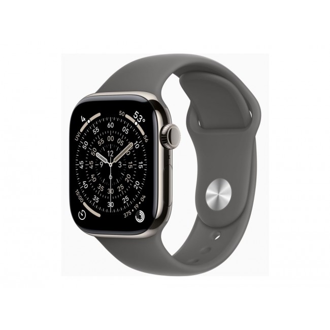 Apple Watch Series 11 GPS + Cellular 42mm Natural Titanium Case with Stone Grey Sport Band - M/L