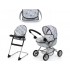 Bayer Doll's stroller and high chair set grey 13707AB
