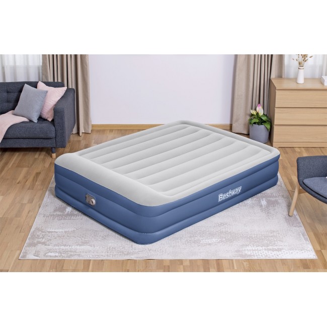 Bestway Tritech Air Mattress Queen with Built-in AC Pump and Antimicrobial Coating 2.03 m x 1.52 m x 46 cm