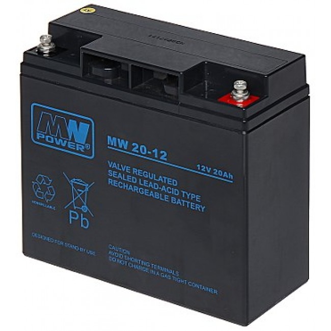 MPL MW POWER MW 20-12 UPS battery Lead-acid accumulator AGM Maintenance-free 12 V 20 Ah Black