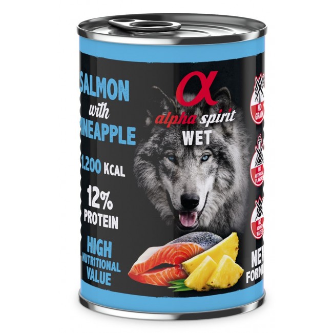 ALPHA SPIRIT WET Salmon with pineapple - wet dog food - 400g ALPHA SPIRIT WET Salmon with pineapple - wet dog food - 400g