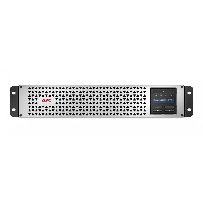 APC Smart-UPS, Line Interactive, 750VA, Lithium-ion, Rack/Tower, 2U, 230V, 6x IEC C13 outlets, SmartConnect Port+SmartSlot, Short Depth, AVR, LCD