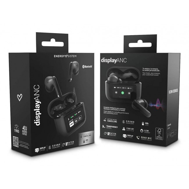 Energy Sistem Display ANC Headset True Wireless Stereo (TWS) In-ear Calls/Music USB Type-C Bluetooth Black