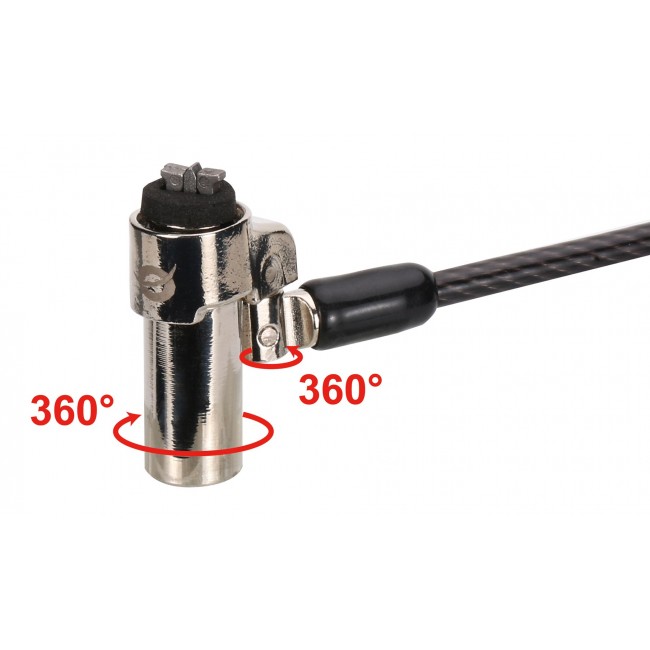 Conceptronic CUSTODIO02BNTM Keyed Dual Head Laptop Lock, Nano Lock Slot, Master Keyed Compatible, 1.8m