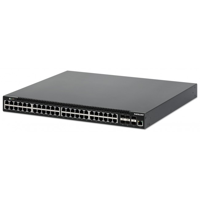 Intellinet 54-Port L3 Fully Managed PoE+ Switch with 48 Gigabit Ethernet Ports and 6 SFP+ Uplinks Intellinet 54-Port L3 Fully Managed PoE+ Switch with 48 Gigabit Ethernet Ports and 6 SFP+ Uplinks