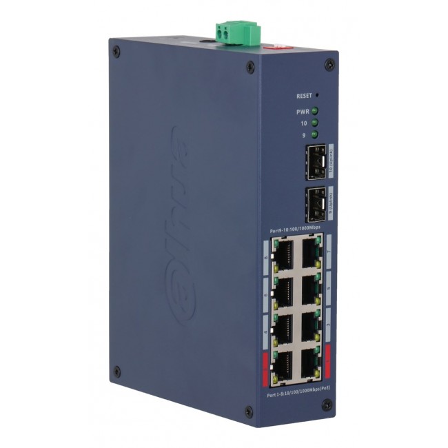 Dahua Technology CHS4210-8GT-110 network switch Managed L2 Gigabit Ethernet (10/100/1000) Power over Ethernet (PoE) DIN rail Dark Blue