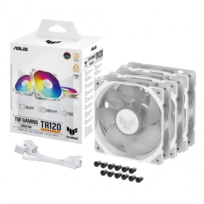 ASUS TUF GAMING TR120 ARGB REVERSE 3IN1 White Computer case Air cooler 12 cm ASUS TUF GAMING TR120 ARGB REVERSE 3IN1 White Computer case Air cooler 12 cm