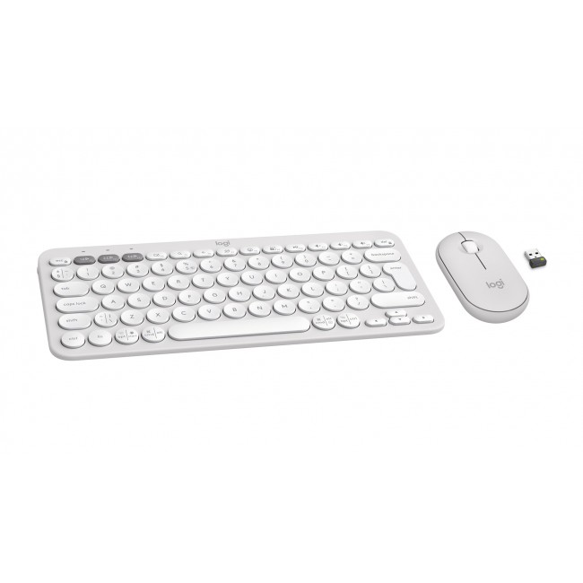 Logitech Pebble 2 Combo keyboard Mouse included Universal RF Wireless + Bluetooth QWERTY US International White