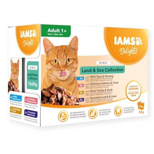 IAMS DELIGHTS Land & Sea Collection in Jelly box wet cat food 12x85g