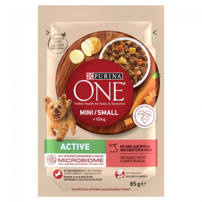 PURINA One Mini/Small Active Beef - wet dog food - 85g