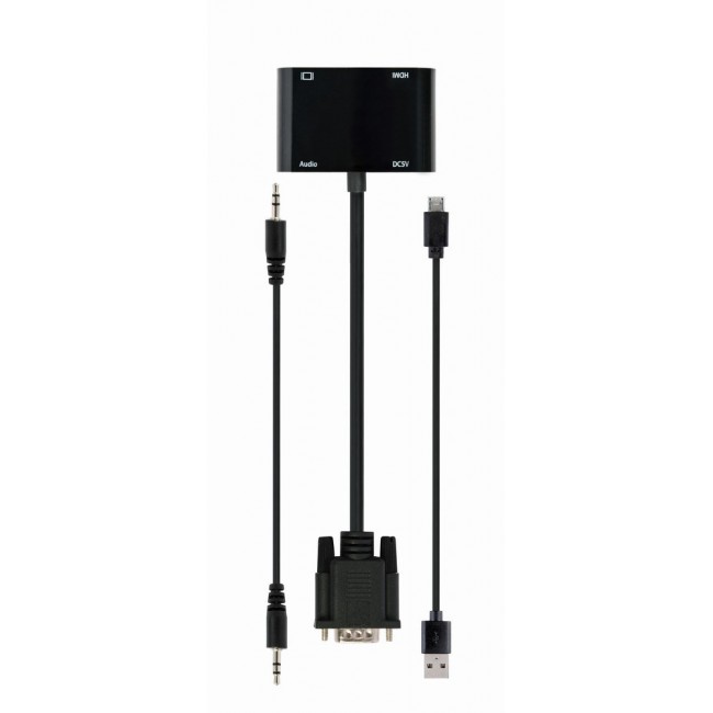 Gembird A-VGA-HDMI-02 video cable adapter 0.15 m HDMI + VGA (D-Sub) VGA (D-Sub) Black