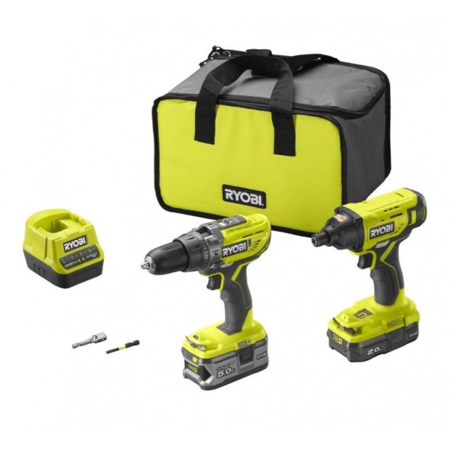 Cordless Tool Set R18PDID2-252S 18V with 1*2.0AH and 1*5.0AH batteries ONE+ Cordless Tool Set R18PDID2-252S 18V with 1*2.0AH and 1*5.0AH batteries ONE+