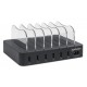 Manhattan Charging Station, 6x USB-A Ports, Outputs: 6x 2.4A, Smart IC, LED Indicator Lights, Black, Three Year Warranty